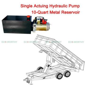12V 10 Quart Metal Tank Hydraulic Power Pack Dump Trailer Car Lifting US Pump