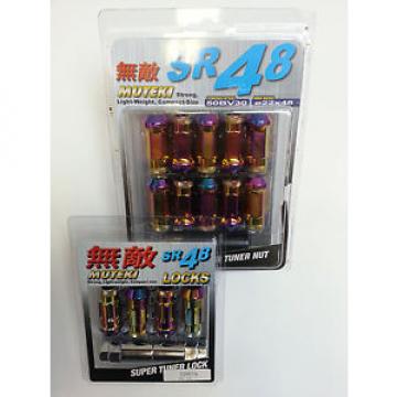 UC160 (32905N+32901N)  Muteki SR48 Lug Nut &amp; Lock Set Neon  Open-End 12 x 1.25