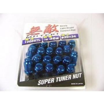 MUTEKI BLUE CLOSED END 20PC 12X1.25 WHEEL RIM SPLINE TUNER ACORN LOCK LUG NUTS