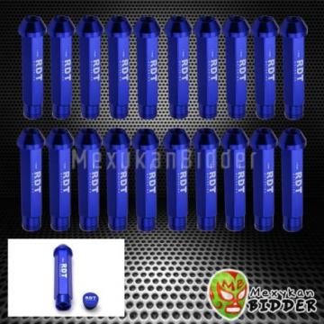 20X Closed End Aluminum Extended Tuner 95mm Locking Lug Nuts M12x1.5mm Blue