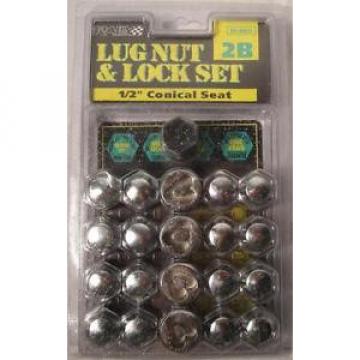 *NEW* Lug Nut and Lock Set: 4 Lugs + 1 Locking - Rally 90521 - 1/2&#034; Conical Seat