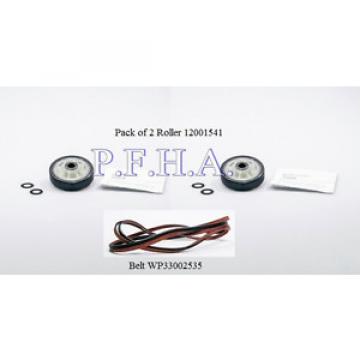 Dryer Belt WP33002535 &amp; (Pack of 2) Support Roller 12001541 Whirlpool OEM