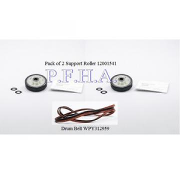 Dryer Belt WPY312959  &amp; (Pack of 2) Support Roller 12001541 Whirlpool OEM