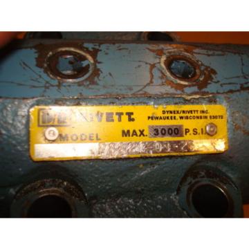 RIVETT 3000 PSI HYDRAULIC VALVE NO. P88210325 AE1232 Pump