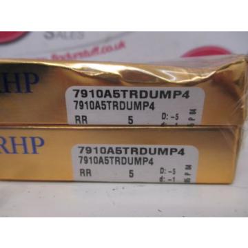 RHP 7910A5TRDUMP4 Super Precision Bearing - Pair - New In Sealed Box
