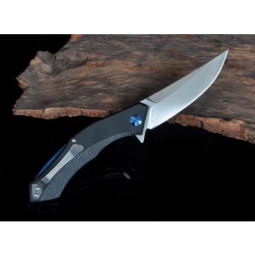 couteau schwarz g10 griff sharp plain edge flipper bearing jagdmesser knife
