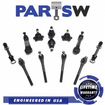12 PC Tie Rod Ends Ball Joints Pitman Idler Arm Sway Bar Link Cadillac Chevy GMC