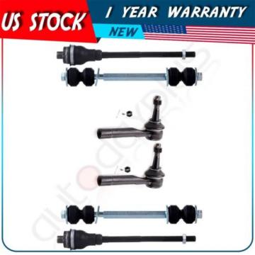 Suspension 2 Outer &amp; 2 Inner Tie Rod End 2 Sway Bar Link For 2001-2006 GMC Yukon