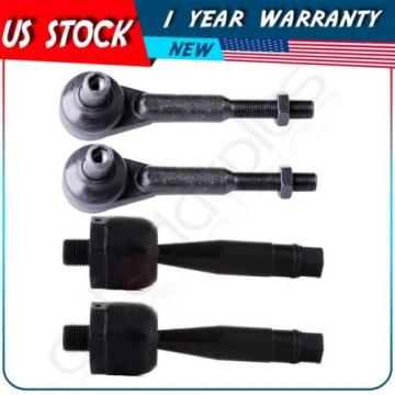 Suspension 2 Front Inner and 2 Front Outer Tie Rod Ends For 1996-2004 Audi A4