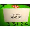 NEW, LOT OF 2,INA NEEDLE ROLLER BEARING, NK 45/20, NEW IN BOX