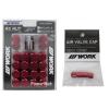 WORK Lug Lock nuts set for 5H 12x1.5 and 4pcs Air Valve caps Red Value set #1 small image