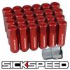 SICKSPEED 24 PC RED CAPPED ALUMINUM EXTENDED 60MM LOCKING LUG NUTS 1/2x20 L23