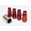 Z RACING RED 4 PIECES LOCKS LUG NUTS 12X1.5MM OPEN EXTENDED KEY TUNER