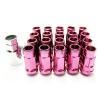 Z RACING PINK STEEL 16 + 4 LOCKS LUG NUTS 12X1.5MM OPEN EXTENDED 17MM KEY TUNER #1 small image
