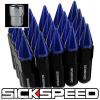 SICKSPEED 20 PC BLACK/BLUE SPIKED 60MM EXTENDED LOCKING LUG NUTS 14X1.5 L19 #1 small image