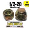 (Qty 10) 1/2-20 Fine Grade 8 Nylon Insert Lock Nuts Nylock Yellow Zinc Plated