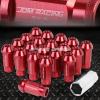 20X RACING RIM 50MM OPEN END ANODIZED WHEEL LUG NUT+ADAPTER KEY RED #1 small image
