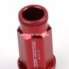 20X RACING RIM 50MM OPEN END ANODIZED WHEEL LUG NUT+ADAPTER KEY RED
