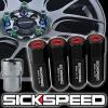 4 BLACK/RED CAPPED ALUMINUM EXTENDED TUNER LOCKING LUG NUTS WHEELS 12X1.5 L20