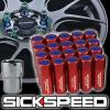 20 RED/BLUE CAPPED ALUMINUM EXTENDED 60MM LOCKING LUG NUTS WHEELS 12X1.5 L07 #1 small image