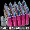 20 SPIKED 60MM EXTENDED LOCKING LUG NUTS LUGS WHEELS 12X1.5 PINK/NEO CHROME L17 #1 small image