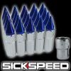 20 POLISHED/BLUE SPIKED ALUMINUM EXTENDED 60MM LOCKING LUG NUTS WHEEL 12X1.5 L17