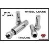 9/16 Truck Wheel Locks Anti-Theft Security Wheel Lug Nuts 5Pc  2&#034; Tall Chrome