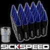 20 BLACK/BLUE SPIKED ALUMINUM 60MM EXTENDED LOCKING LUG NUTS WHEELS 12X1.5 L07 #1 small image