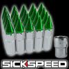 SICKSPEED 20 PC POLISHED/GREEN SPIKED ALUMINUM 60MM LOCKING LUG NUTS 12X1.25 L12