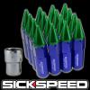 16 BLUE/GREEN SPIKE ALUMINUM EXTENDED 60MM LOCKING LUG NUTS WHEELS 12X1.5 L16 #1 small image