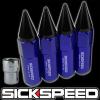 4 BLUE/BLACK SPIKED ALUMINUM EXTENDED 60MM LOCKING LUG NUTS WHEELS 12X1.5 L02 #1 small image