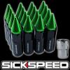 16 BLACK/GREEN SPIKED ALUMINUM 60MM EXTENDED LOCKING LUG NUTS WHEELS 12X1.5 L16 #1 small image