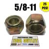 (Qty 25) 5/8-11 Grade 8 Nylon Insert Lock Nuts Nylock Yellow Zinc Plated #1 small image