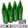 SICKSPEED 4 PC GREEN SPIKED 60MM EXTENDED TUNER LOCKING LUG NUTS 1/2x20 L25 #1 small image