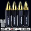 4 BLACK/24K GOLD SPIKED ALUMINUM EXTENDED 60MM LOCKING LUG NUTS WHEEL 12X1.5 L02 #1 small image