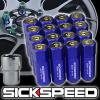 16 BLUE/24K GOLD CAPPED ALUMINUM 60MM EXTENDED TUNER LOCKING LUG NUTS 12X1.5 L16