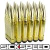 SICKSPEED 24 PC 24K GOLD 5 1/2&#034; LONG SPIKED STEEL LOCKING LUG NUTS 12X1.25 L13