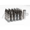 Z RACING BLACK CHROME SPIKE OPEN EXTENDED STEEL 12X1.5MM LUG NUTS SET 20 PCS KEY #1 small image