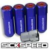 SICKSPEED 4 PC BLUE/RED CAPPED 60MM EXTENDED TUNER LOCKING LUG NUTS 1/2X20 L25