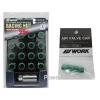 WORK Open End Racing Lock Nuts 12x1.25 And 4pcs Air Valve Caps Green Value Set #1 small image