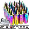 SICKSPEED 20 PC NEO CHROME SPIKED 60MM EXTENDED LOCKING LUG NUTS LUGS 1/2x20 L22 #1 small image