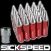 20 RED/POLISHED SPIKED ALUMINUM EXTENDED 60MM LOCKING LUG NUTS WHEELS 12X1.5 L17
