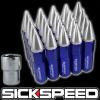 20 BLUE/POLISHED SPIKED ALUMINUM EXTENDED 60MM LOCKING LUG NUTS WHEEL 12X1.5 L17 #1 small image