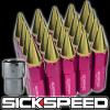20 SPIKED 60MM EXTENDED TUNER LOCKING LUG NUTS LUGS WHEELS 12X1.5 PINK/24K L17