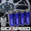 4 BLUE/24K CAPPED ALUMINUM EXTENDED TUNER LOCKING LUG NUTS FOR WHEELS 12X1.5 L20