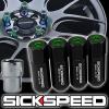 4 BLACK/GREEN CAPPED ALUMINUM EXTENDED TUNER 60MM LOCKING LUG NUTS 12X1.5 L01