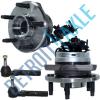 NEW 4 pc Kit - 2 Front Wheel Hub and Bearing Assembly w/ ABS + 2 Outer Tie Rod