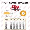 (16 PC) 1/2&#034; Cone Spacer .436&#034; tall for Heim Joints,Joint Rod Ends &amp; Heims End,