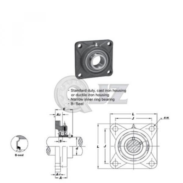1.5 in Square Flange Units Cast Iron SBF208-24 Mounted Bearing SB208-24+F208 #2 image