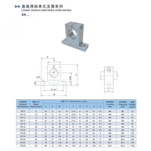 SK20 20mm CNC Linear motion ball slide units Rail support guide shaft Bearing Al #2 image